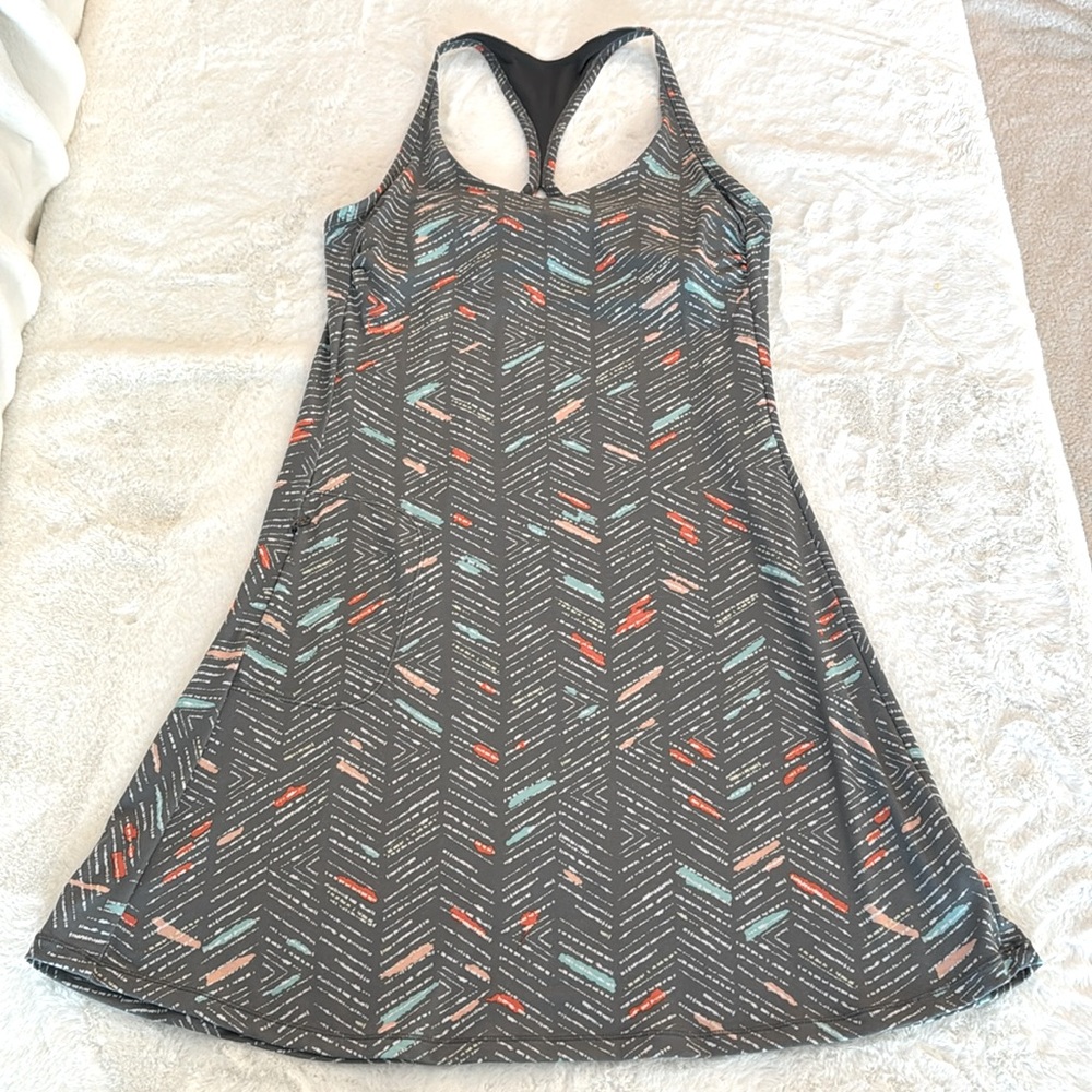 Prana Opal Athletic Dress in Chalkboard Sketch Grey Print